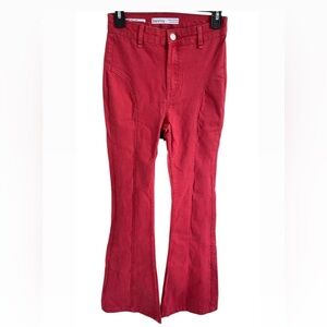 Bershka Vibrant Red highwaisted flare jeans with a retro style